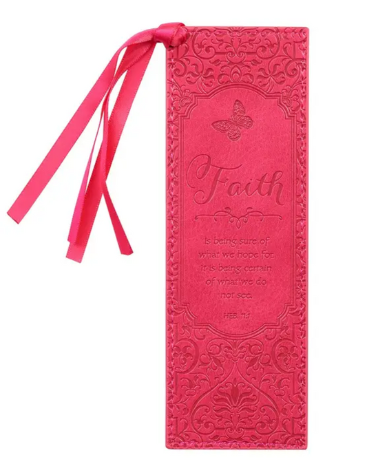 Hebrews 11:1 Pink Faux Leather Bookmark