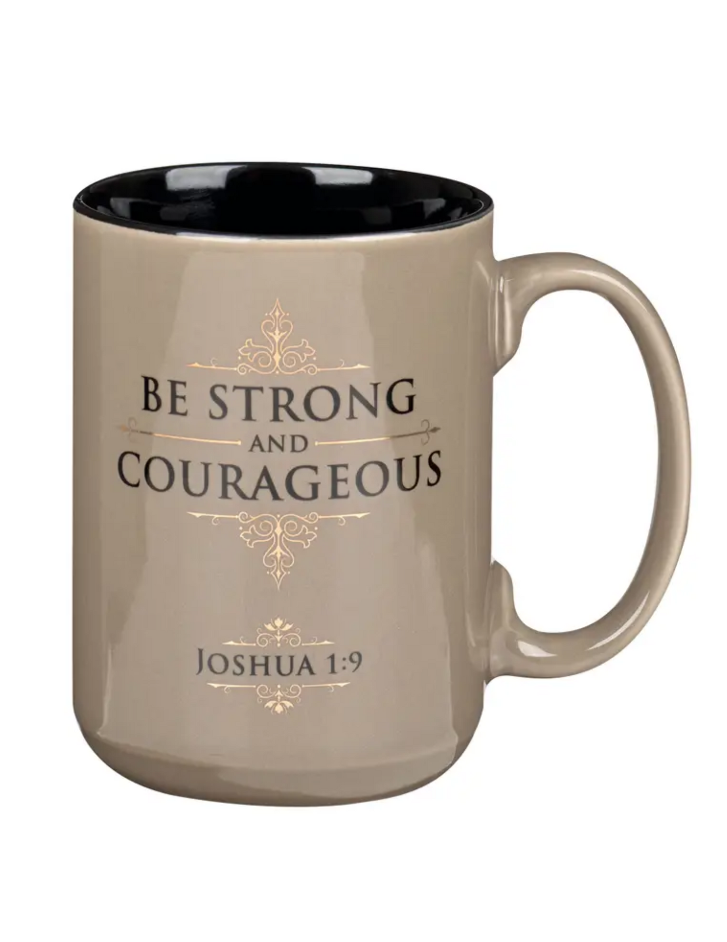 Be Strong & Courages Brown and Gold Mug