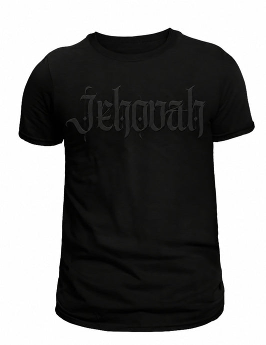 Jehovah Black-on-Black Puff Print Christian T-Shirt