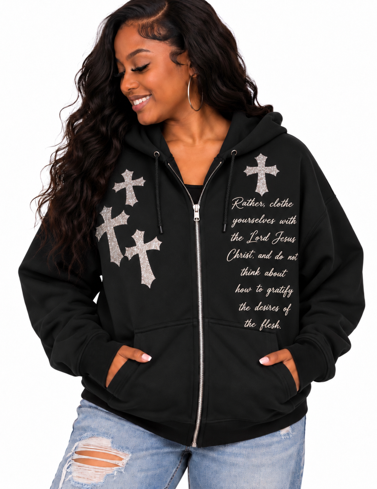 Jesus Is My Stylist Sparkle Zip-Up Hoodie | Christian Streetwear