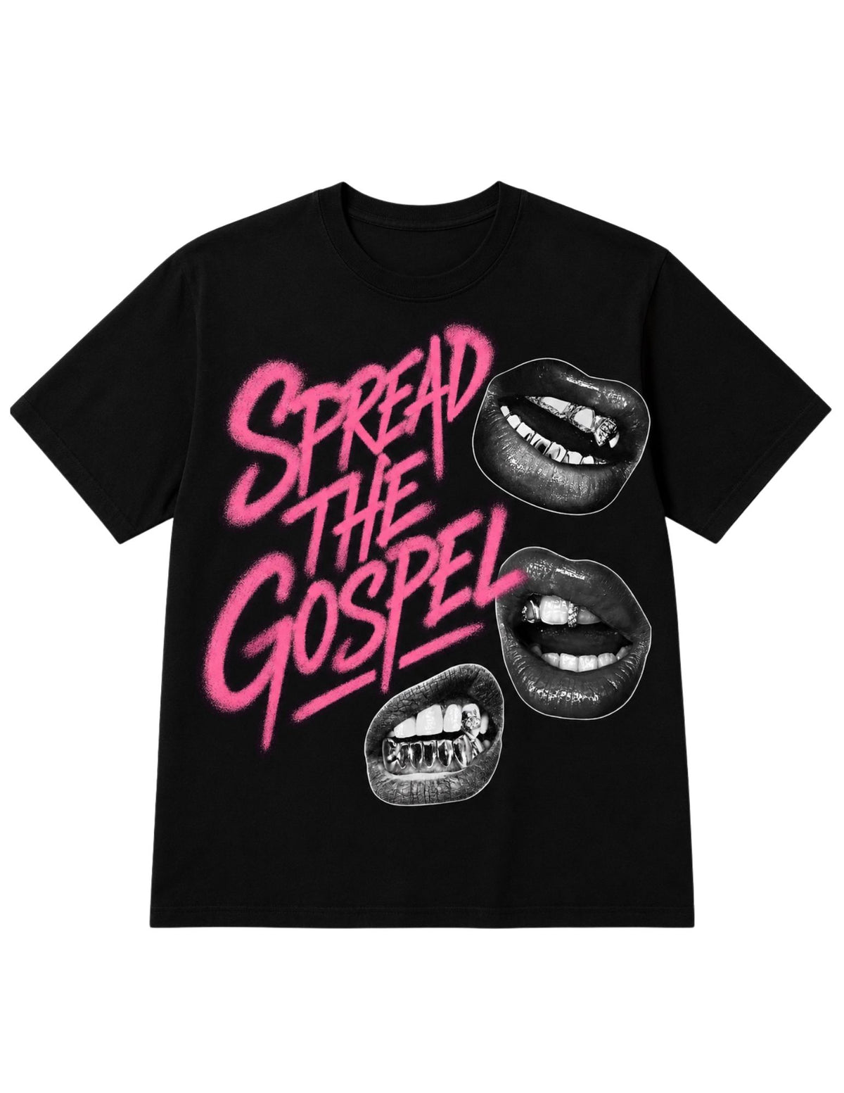 Spread the Gospel Graphic Tee – Black & Pink Christian T-Shirt