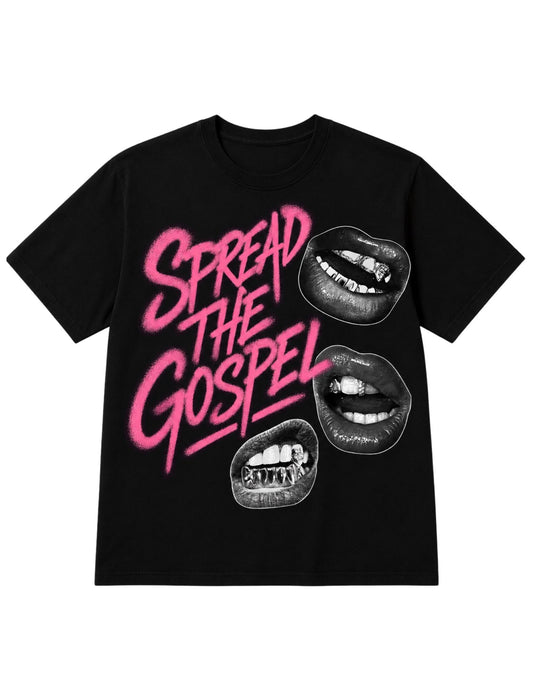Spread the Gospel Graphic Tee – Black & Pink Christian T-Shirt