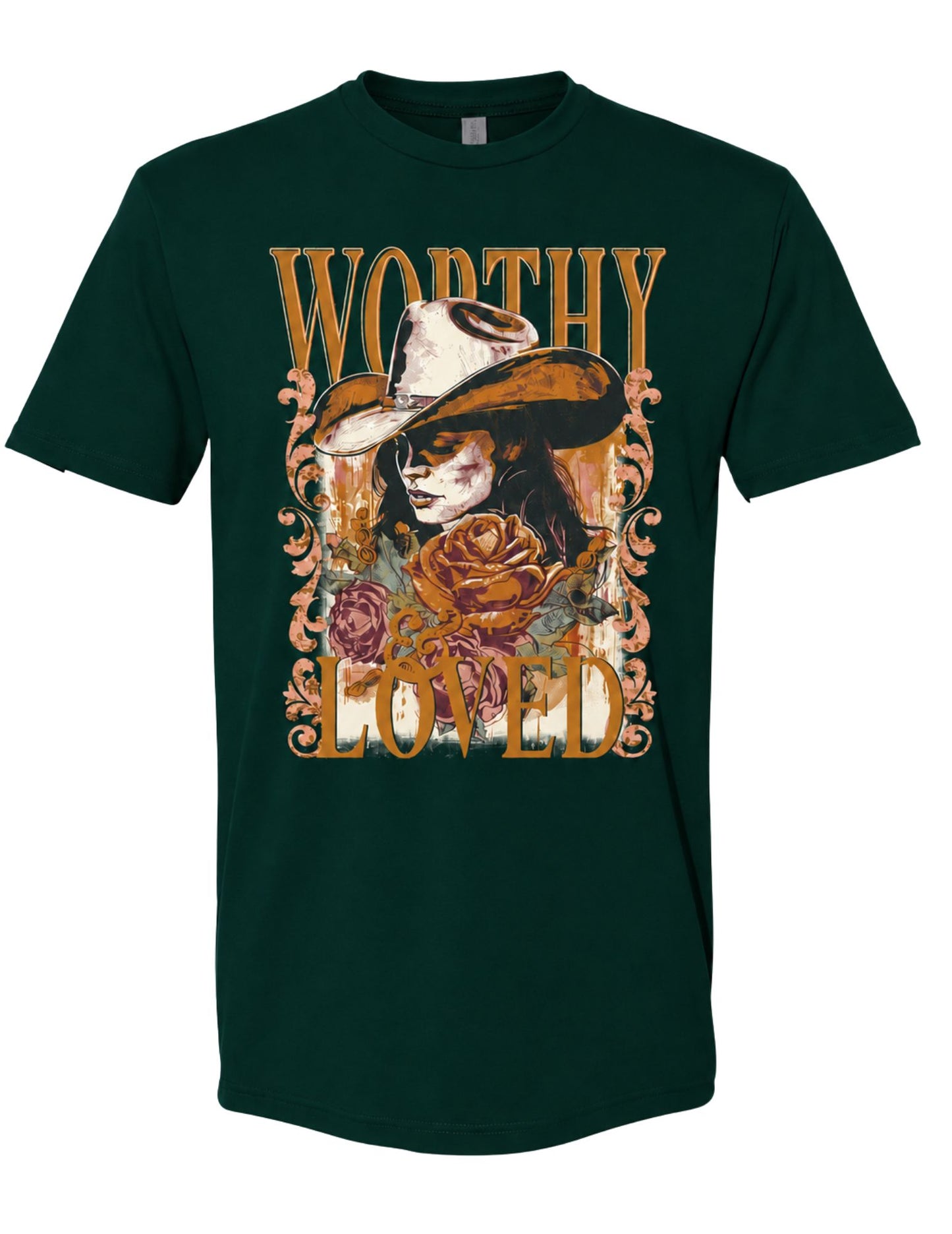 Worthy & Loved Christian Graphic T-Shirt – Dark Green