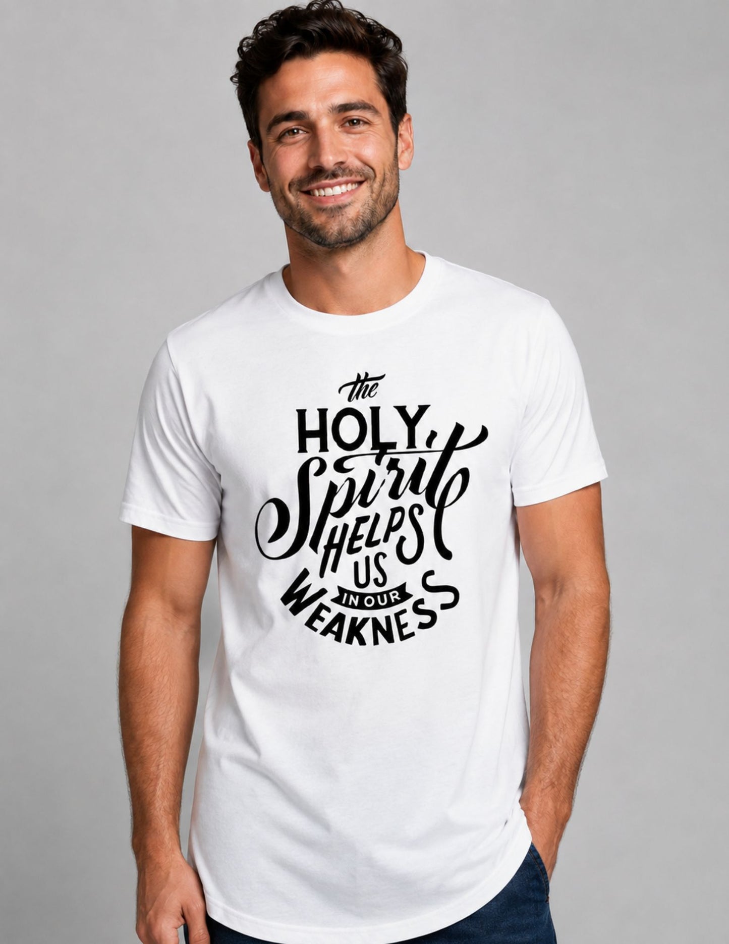 Holy Spirit Helps Us Romans 8:26 Unisex Christian T-Shirt