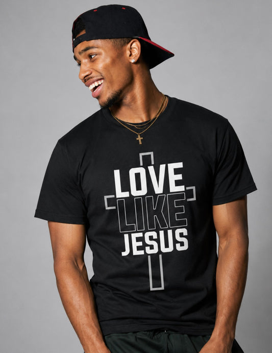 Love Like Jesus Unisex Christian T-Shirt – Black Cross Tee