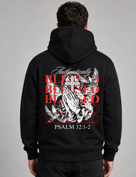 Authentically Blessed Psalm 32 Christian Graphic Hoodie