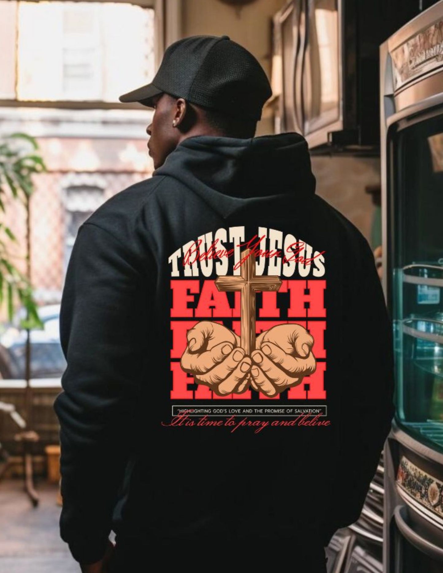Trust Jesus Faith Over Fear Christian Graphic Hoodie