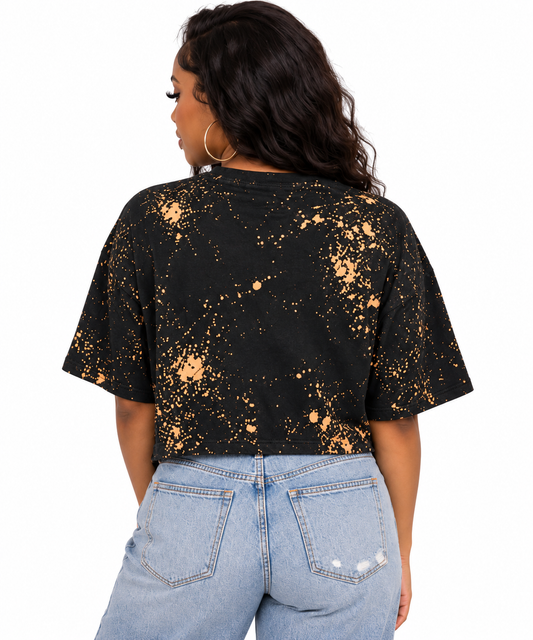 Pretty Girls Love Jesus Bleach Splatter Cropped Tee