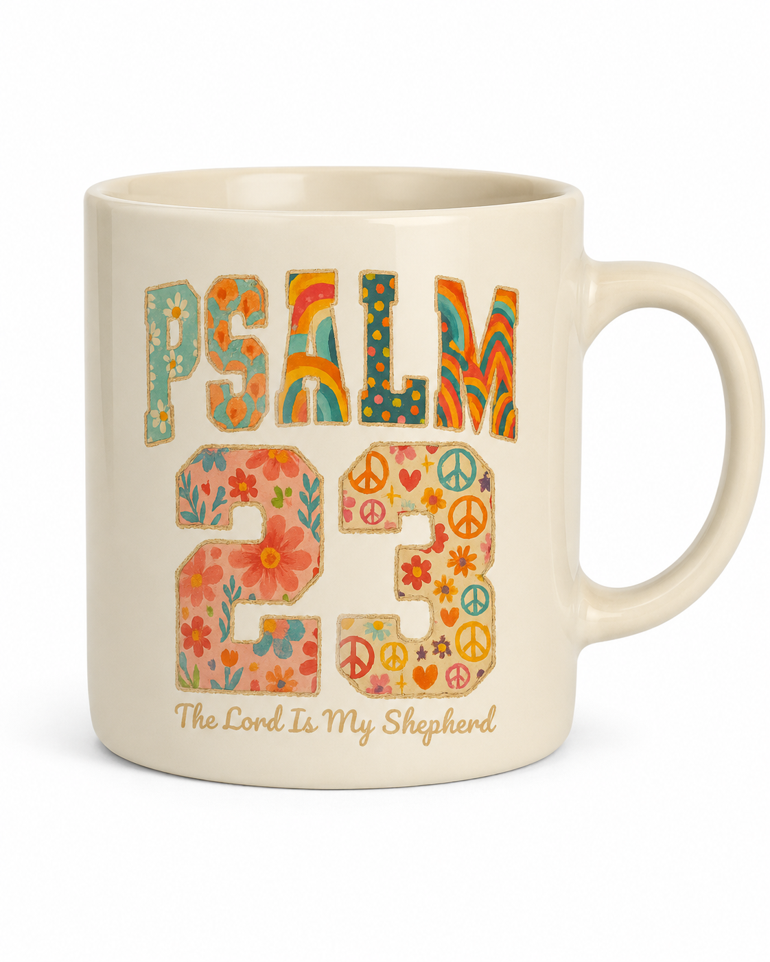 Psalm 23 Christian Coffee Mug – The Lord Is My Shepherd Floral Faith Gift