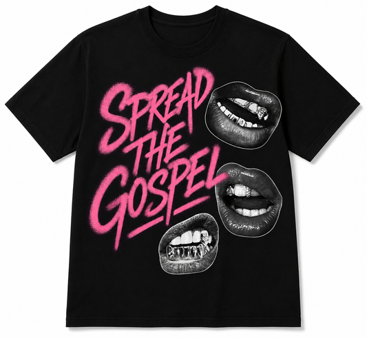 Spread the Gospel Graphic Tee – Black & Pink Christian T-Shirt
