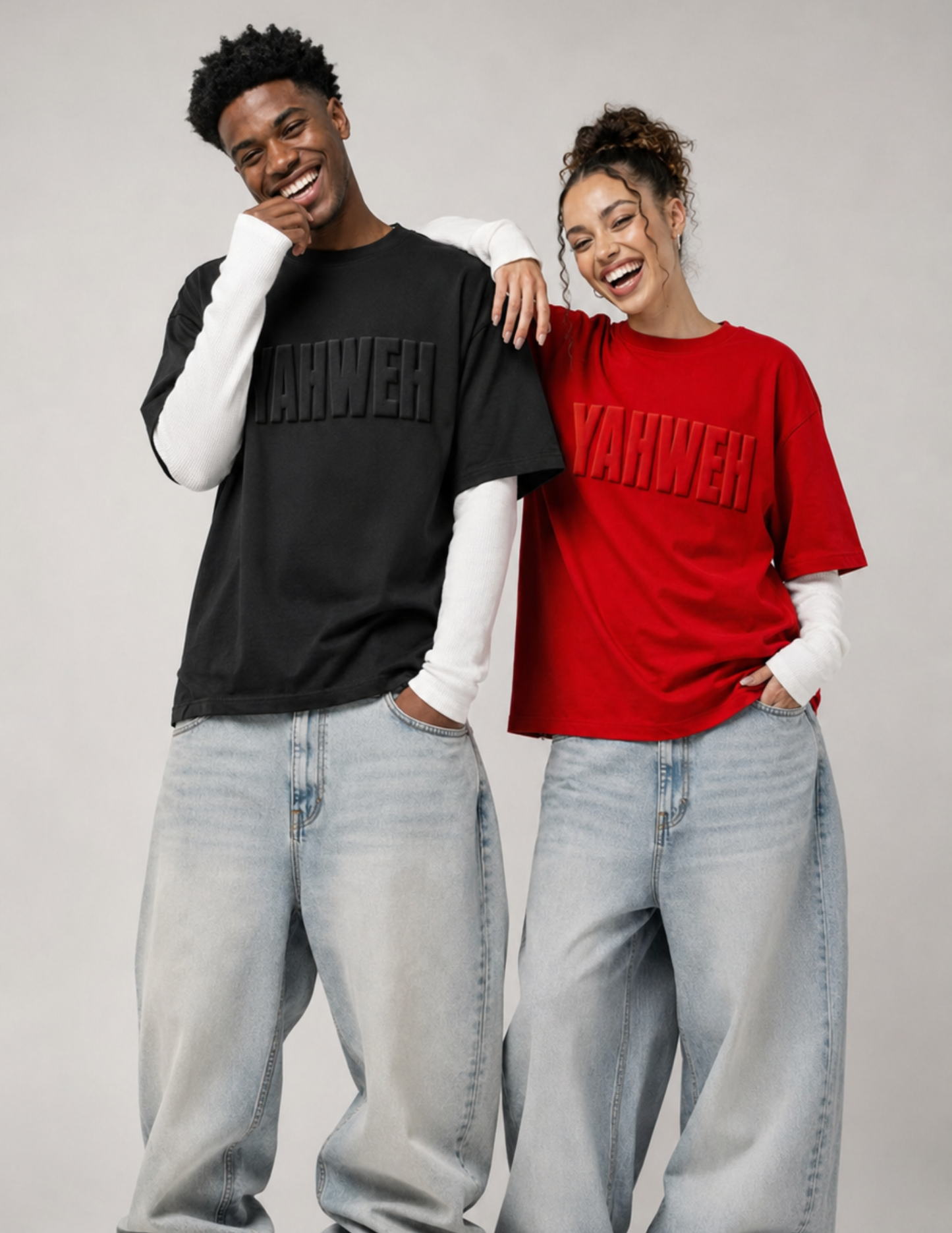Yahweh Puff Print Oversized T-Shirt – Unisex Christian Tee