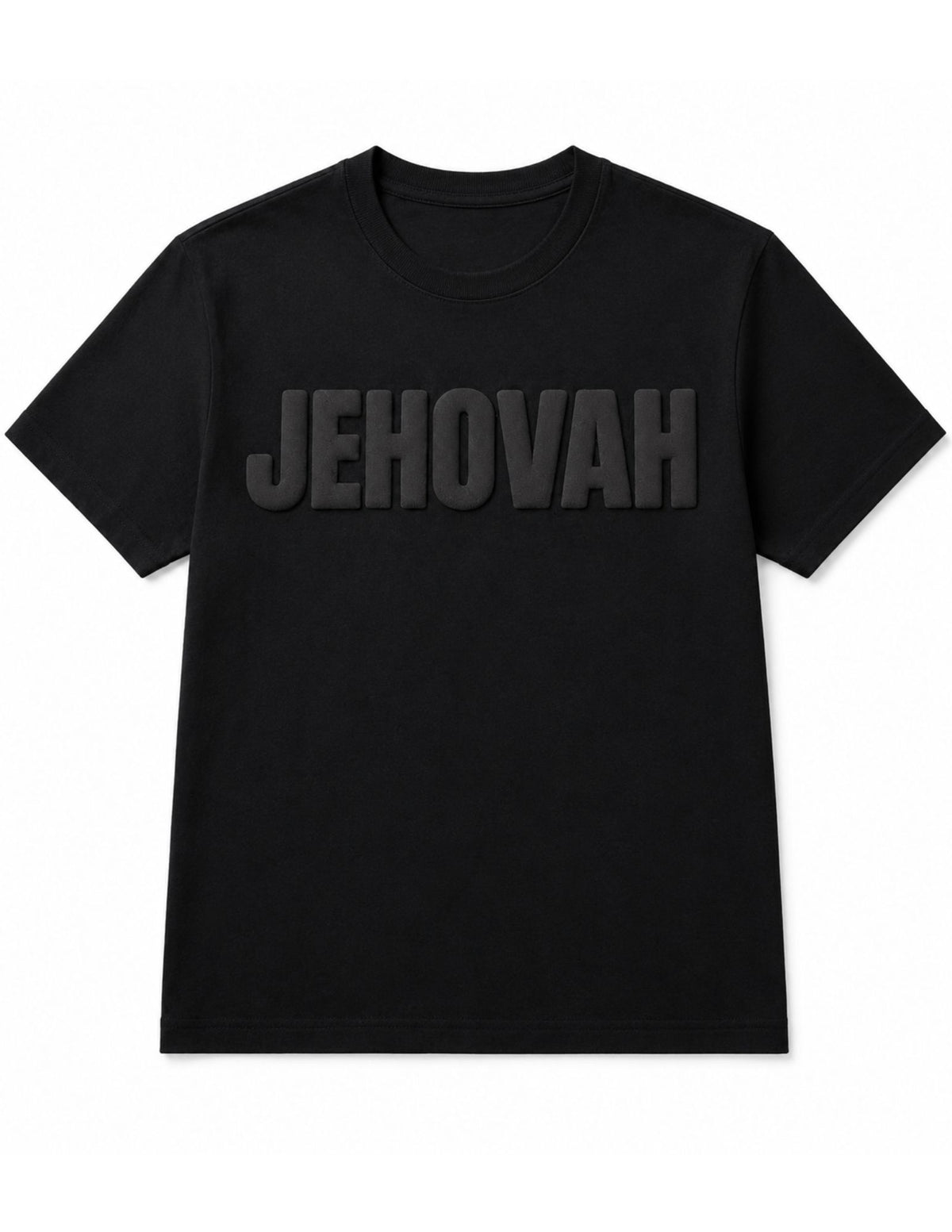 Jehovah 3D Puff Print Tee – Black Christian Graphic T-Shirt.